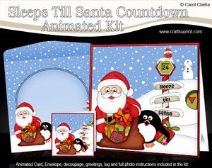 3D Xmas Santa & Pip Penguin Sleeps Till Santa Animated Card