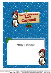 Xmas from Cornwall Penguins Signpost 5x7 Insert