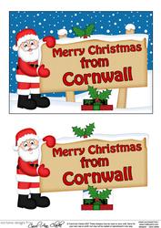 Xmas from Cornwall Santa Signpost 5x7 Easicut Decoupage