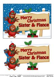 Xmas Sister & Fiance Robins Signpost 5x7 Easicut Decoupage