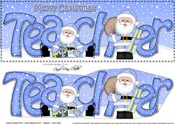 Large Dl Xmas Teacher Santa 3D Decoupage