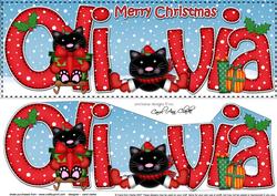 Large Dl Xmas Olivia Cute Little Cat 3D Decoupage