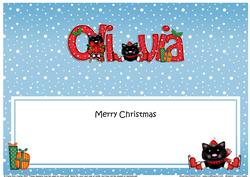 Large Dl Xmas Olivia Cute Little Cat Matching Insert