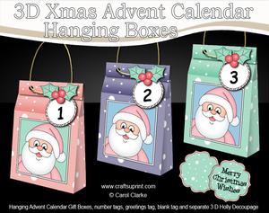 3D Santa Xmas Hanging Advent Calendar Box Kit