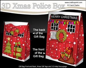 3D Christmas Police Box Gift Bag Mini Kit