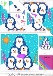 Xmas Penguin Tree Felties Scallop Corner Side Stacker Topper