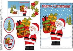 5x7 Christmas Santa's Presents 3D Decoupage