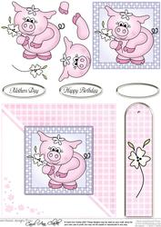 Piggywig Quick Card with Decoupage