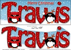 Large Dl Xmas Travis Penguins 3D Decoupage