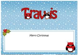 Large Dl Xmas Travis Penguins Matching Insert