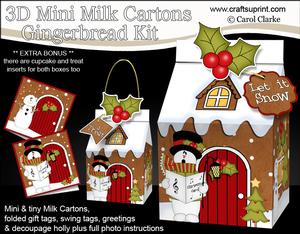 3D Xmas Snowman Milk Carton Gingerbread House Treat Boxes