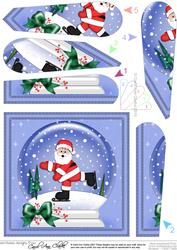 Xmas Santa Snowglobe Fan Pyramage Topper