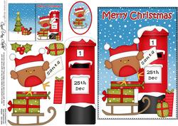 5x7 Christmas Bobbin Robin Postbox 3D Decoupage