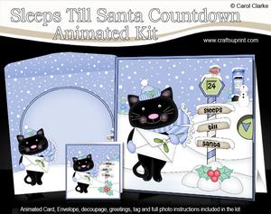 3D Xmas Cute Little Cat Sleeps Till Santa Animated Card