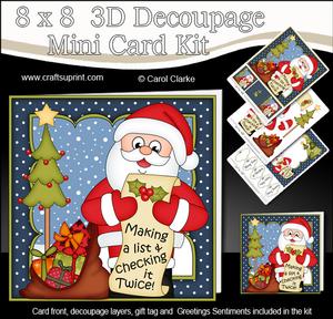 8x8 Xmas Santa's List Mini Kit 3D Decoupage