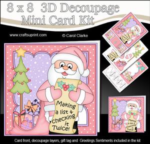 8x8 Xmas Santa's List Mini Kit 3D Decoupage