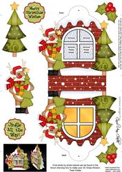 3D Rudolph Xmas Window Treat Holder Christmas Decoration