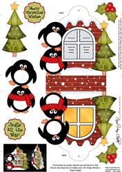 3D Penguins Xmas Window Treat Holder Christmas Decoration