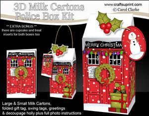 3D Xmas Police Box Milk Carton Treat Boxes