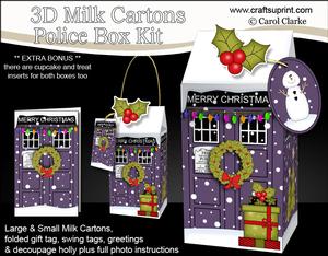 3D Xmas Police Box Milk Carton Treat Boxes