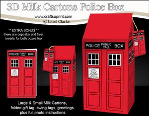 3D Police Box Milk Carton Treat Boxes