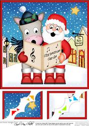 8 x 8 Singing Santa & Gigi Merry Carollers Scalloped Topper