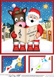 8 x 8 Singing Santa & Gigi Merry Carollers Scalloped Topper