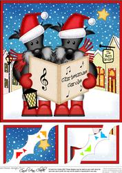 8 x 8 Singing Scottie Dogs Merry Carollers Scalloped Topper