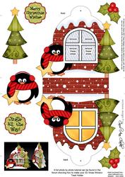 3D Pip Penguin Xmas Window Treat Holder Christmas Decoration