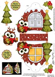 3D Hoot Owl Xmas Window Treat Holder Christmas Decoration