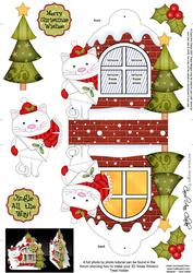 3D Cute Cat Xmas Window Treat Holder Christmas Decoration