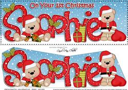 Large Dl 1st Xmas Sophie Livvy Bear 3D Decoupage