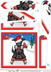 Xmas Sledging Hamish Scottie Dog Fan Pyramage Topper