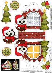 3D Hoot Owl Xmas Window Treat Holder Christmas Decoration
