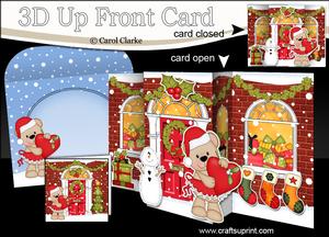 3D Christmas Livvy Bear's Heart Up Front Card Decoupage