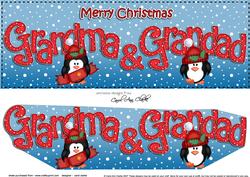 Large Dl Xmas Grandma & Grandad Penguins 3D Decoupage