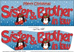 Large Dl Xmas Sister & Brother in Law Penguins 3D Decoupage