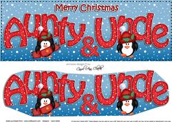 Large Dl Xmas Aunty & Uncle Penguins 3D Decoupage