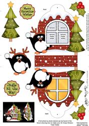 3D Pip Penguin Xmas Window Treat Holder Christmas Decoration