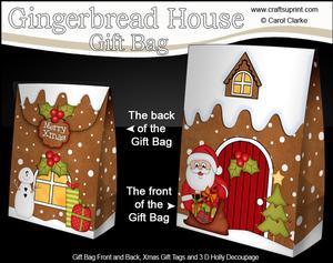 3D Xmas Santa Gingerbread House Gift Bag Mini Kit