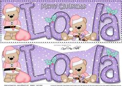 Large Dl Xmas Lola Livvy Bear 3D Decoupage