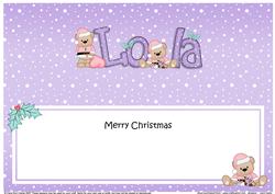 Large Dl Xmas Lola Livvy Bear Matching Insert