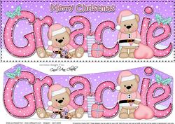 Large Dl Xmas Gracie Livvy Bear 3D Decoupage