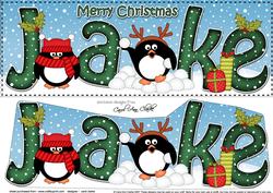 Large Dl Xmas Jake Pip Penguin 3D Decoupage