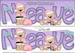 Large Dl Xmas Neave Livvy Bear 3D Decoupage