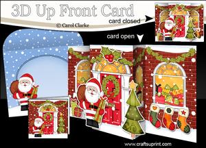 3D Xmas Santa Up Front Card Decoupage