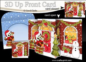 3D Xmas Little Hoot Owl Up Front Card Decoupage