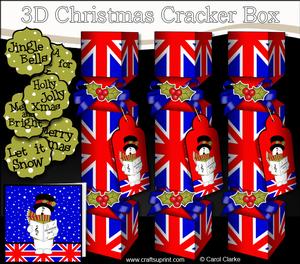 3D Snowman Union Jack Flag Christmas Cracker Boxes