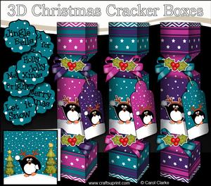3D Pip Penguin Snowy Scene Christmas Cracker Boxes