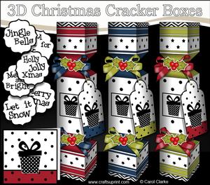 3D Black & Bright Presents Christmas Cracker Boxes